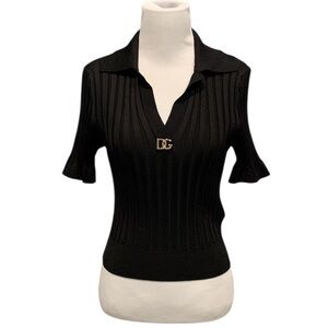 🆕 Dolce & Gabbana Style logo-plaque short-sleeved polo top 🆕